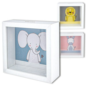 Spardose mit Holzrahmen