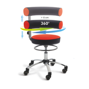 Erzieherstuhl Sanus "Stoff" mit höhenverstellbarer Lehne