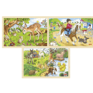 3er-Set Puzzle 24 Teile Fahrzeug- oder Tiermotive